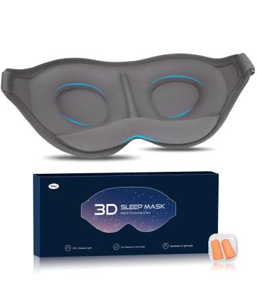 Sleep Mask Eye Mask Soft and Comfortable New 3D Blackout Sleep Eye Mask for Travel Meditation Sleep Masks for Men and Women (Grey)