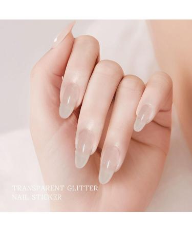 Transparent Glitter Gel Nail Strips KALEFUL Semi Cured Gel Nail Stickers Nail Art Decoration Design Supplies - Buy Online on GoSupps.com
