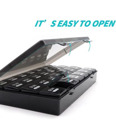 Monthly Pill Organizer - 28 Day Pill Box for Daily Medication & Travel - Black Pill Sorter & Case - Buy Online on GoSupps.com