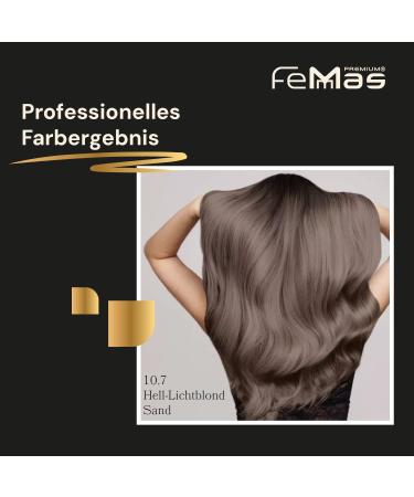 Femmas Professional Hair Color 10.7 Light Blonde Sand - Argan Oil Keratin & Ceramids - Permanent Cream for Radiant Durable Results - 100ml - Buy Online on GoSupps.com