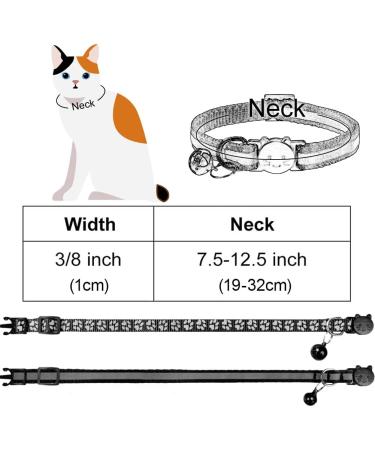 Taglory Reflective Cat Collars 2 Pack with Bell | Breakaway Girl Boy Kitten Collar | Adjustable 7.5-12.5 inches | Black - Buy Online on GoSupps.com