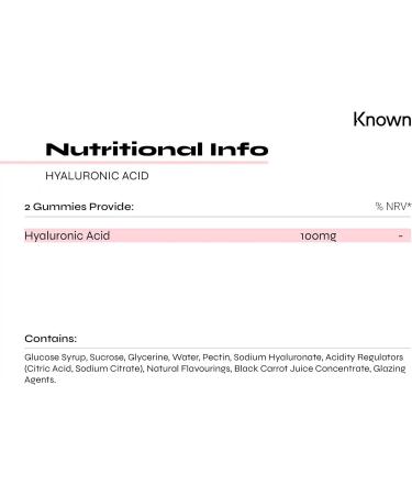 Known Nutrition Vegan Hyaluronic Acid Gummies - Skin Hydration Support - Mixed Berry Flavor - 60 Gummies x 100mg - Pack of 1 - Buy Online on GoSupps.com