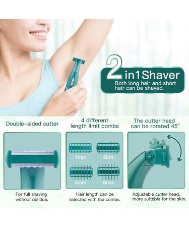 Womens Electric Razor 4-in-1 Personal Shaver Set for Wet/Dry Use - Cordless Body Hair Removal for Face, Legs, Underarms - Green - Buy Online on GoSupps.com