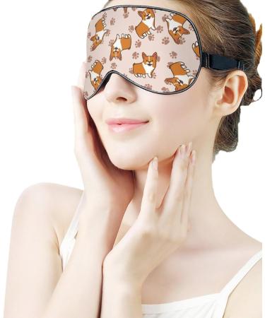 Cartoon Corgis Sleep Mask Eye Cover for Sleeping Blindfold with Adjustable Strap Blocks Light Night Travel Nap for Men Women - Buy Online on GoSupps.com