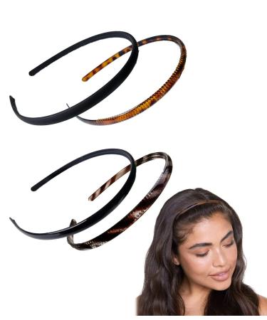 4 pieces of thin plastic headbands with teeth soft frontal ligaments plain diy hair bands thin headbands headgear for women men 4 colors - Buy Online on GoSupps.com