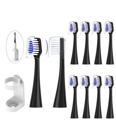 YMPBO Replacement Heads for Waterpik Complete Care 5.0/9.0 (CC-01/WP-861)   10pcs Electric Toothbrush Heads+1 Holder   Soft Dupont Bristles (Black)