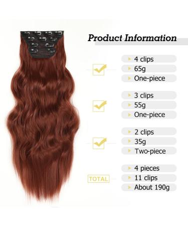 YDDM 24 Wavy Clip-In Hair Extensions - Synthetic Full Head Hairpieces for Women - Affordable & Realistic Look - Buy Online on GoSupps.com