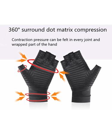 Shop Compression Gloves for Arthritis & Hand Pain Relief | Copper Ion Fiber Anti-Slip | Unisex - Size L Half Finger - Buy Online on GoSupps.com