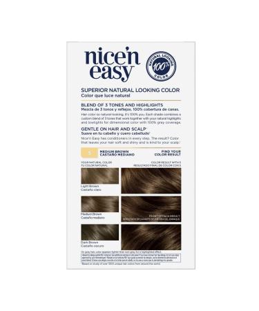 Clairol Nice n Easy Permanent Hair Color 5 Medium Brown - Buy Online for Effortless Long-Lasting Color | International Shipping Available - Buy Online on GoSupps.com