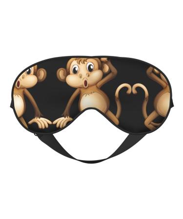 Cute Monkey Print Unisex Sleep Eye Mask Soft Comfort Eye Shade Cover for Travel/Yoga/Shift Work Black