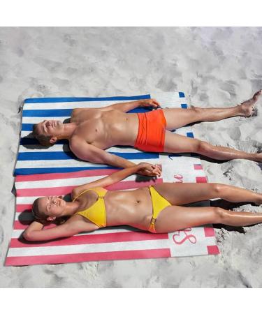Custom Name Beach Towel - Sand Free Microfiber, Quick Dry, Personalized Stripes Print - 30x60 Inch Pink Towel for Adults & Kids - Buy Online on GoSupps.com