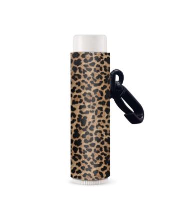 SCRAWLGOD Vintage Leopard Print Lip Balm Holder Keychain Portable Lip Balm Sleeve keychain Chapstick Holder Secure and Nice Hand Feeling Set of 2 Vintage Leopard Print 2