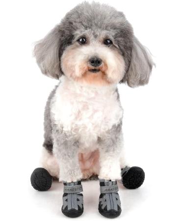 Zweitea Dog Shoes for Small Dogs Breathable Slip-Resistant Paw Protection Boots for Chihuahuas Robust Sole & Reflective Design Black 1.3x1.58 - Buy Online on GoSupps.com