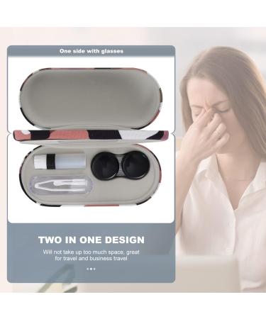 Healifty Lens Case and Glasses Case - 2 in 1 Double Sided Eye Case with Built-in Mirror Tweezer and Solution Bottle - Portable Lens Storage Box for Travel - Buy Online on GoSupps.com