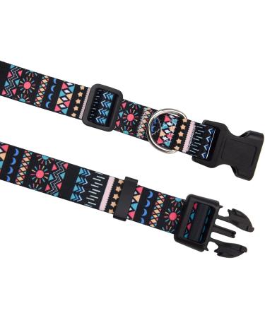 Mihqy Adjustable Soft Dog Collar - Bohemian Floral & Geometric Design for All Dog Sizes (25-40 cm Neck Black) - Buy Online on GoSupps.com