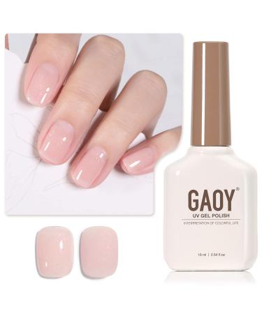 GAOY Jelly Nude Gel Nail Polish 16ml Sheer Pink Glitter Gel Polish Shimmering Translucent Color 1616 UV Light Cure for Nail Art DIY