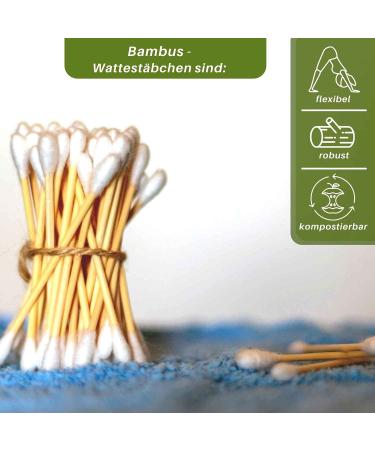 Bluefox Bamboo Cotton Swabs - 800 Biodegradable Vegan Ear Sticks | Eco-Friendly Q Tips | Sustainable Cotton Buds Plastic-Free & Compostable - Buy Online on GoSupps.com