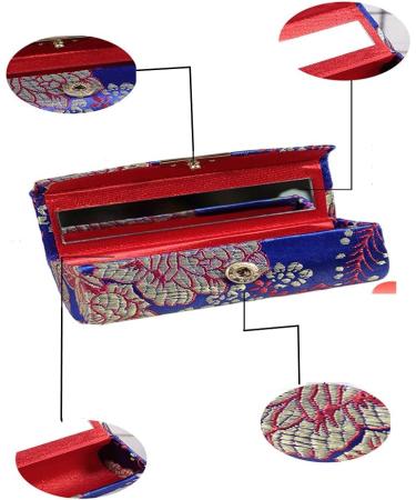 WiiAiloo Classic Woven Satin Lipstick Case Organizer with Mirror - 3 Pcs Random Colors | Retro Floral Lipstick Holder for Women and Girls - Buy Online on GoSupps.com