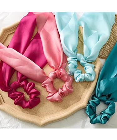 Hair Scarf Scrunchies Bow Scrunchies for Hair Chiffon Floral Scarf BowPonytail Holder for Women Girls (liangA) - Buy Online on GoSupps.com