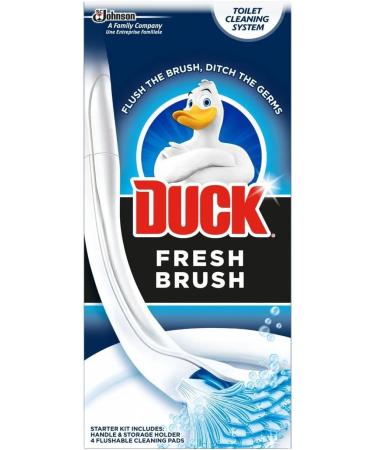 Toilet Duck Fresh Brush with Holder-Toilet Bowl Cleaner Starter Kit 1 Handle + 4 Refills - with Microfibre Cleaning Cloth Duck Brush + Microfibre Cloth - Buy Online on GoSupps.com