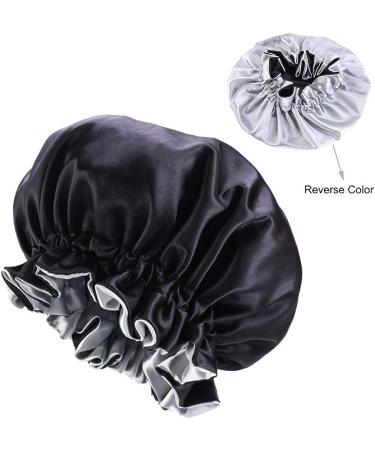 Satin Silky Bonnet Cap for Curly Hair | Double Layered Black Hair Wrap for Women - Buy Online on GoSupps.com