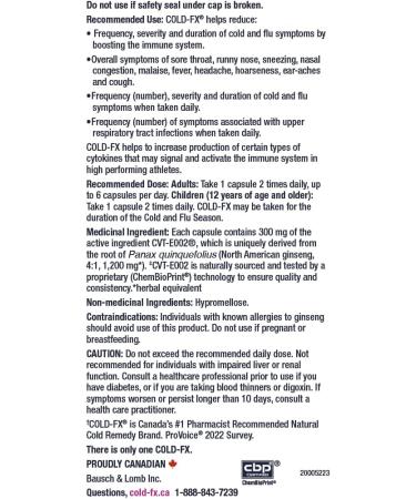 COLD-FX Extra Strength Ginseng Extract Reduce Chance Cold and Flu Support Immune System - 45 Vegan Capsules - Buy Online on GoSupps.com