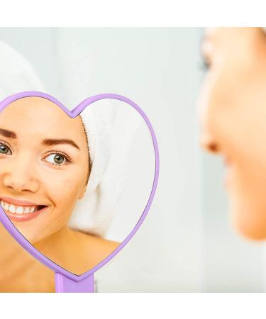 2-Piece Heart-Shaped Handheld Mirrors Set for Women - Travel Makeup Mirrors with Handle - Small Decorative Cosmetic Mirrors - Valentine's Day Gift (Pink/Purple) - Buy Online on GoSupps.com