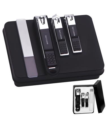 JYJLLM 4-Piece setProfessional Manicure Set with Nail Cutters Clippers and Pedicure Tools Portable Anti Splash Nail Clipper Set Nail kit Manicure Set Nail Cutter Set Nail Clippers Set (Black)