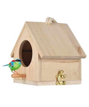 Tfwadmx Wooden Bird House, Hanging Birdhouse for Outside, Garden Patio Decorative Nest Box Bird House for Wren Swallow Sparrow Hummingbird Finch Throstle