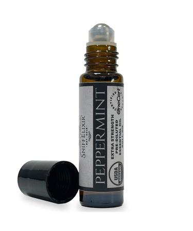 Peppermint Oil & Hemp Seed Oil Rollon - USDA Organic - Extra Strength for Headache & Migraine Relief Muscle Aches Joint Back Ache Relief - Metal Rollerball - Roller Bottle - Made in The USA