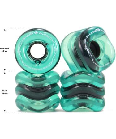 Shark Wheel 60mm 78a DNA Formula Deck Cruising Wheels for Beginners & Adults - California Roll (Pack of 4) Transparent Emerald - Buy Online on GoSupps.com