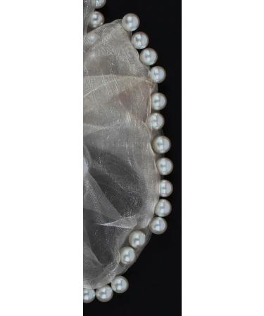 Mytoptrendz Pearl Trim Shimmer Chiffon Organza Scrunchie Ponytail Holdes Elastic Scrunchie Hair Ties Elastic Bobble Dance Bun Decor for Women and Girls (Cream) - Buy Online on GoSupps.com