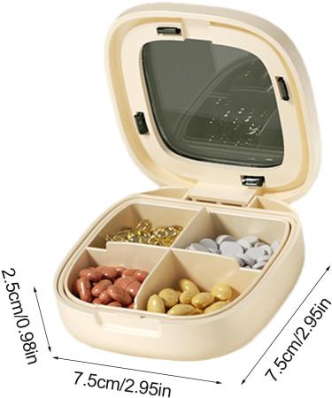 Dorugage Pill Box | Weekly Pocket Pill Organizer Travel Pill Dispenser Pocket-Sized Travel Pill Holder Compact Double Sealing Weekly Pill Organizer Lightweight Personal Medicine Container for Pills 4 Grid Cream White - Buy Online on GoSupps.com