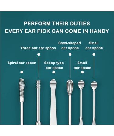 7pcs Steel Earpick Wax Remover Set - Ear Care Cleaner Spoon Tool - Buy Online on GoSupps.com