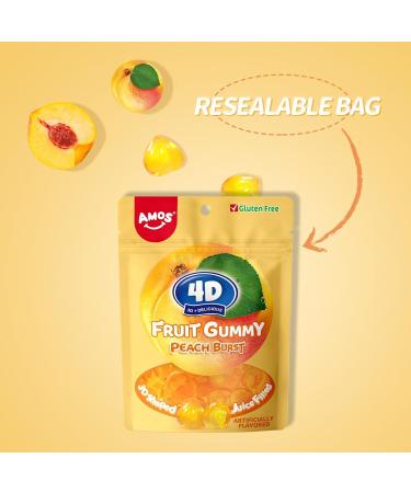 Amos 4D Gummy Candy Peach Burst Yellow Peach Flavor Gluten Free Snacks Mother's Day Candy Gift Resealable 6oz 170g Pack Double The Amount of 3 oz bags! - Buy Online on GoSupps.com