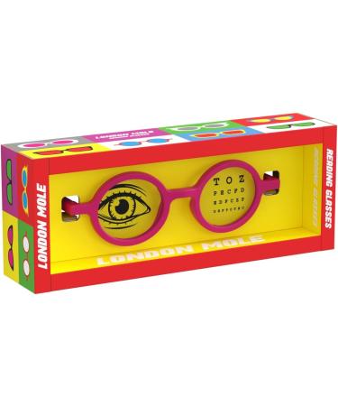 LONDON MOLE Pink Round Reading Glasses 2.5x | Stylish Men's Women's Unisex Readers - Buy Online on GoSupps.com