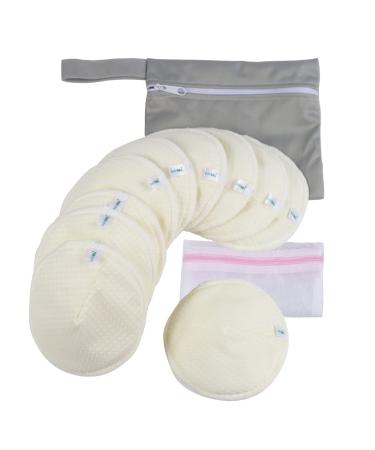 AnAnBaby Non Slip Organic Bamboo Nipple Pads for Breastfeeding 10 Pack, Washable Breast Pads with Washing Bag and Carrying Bag 4 Layers Reusable Nursing Pads 4.74"