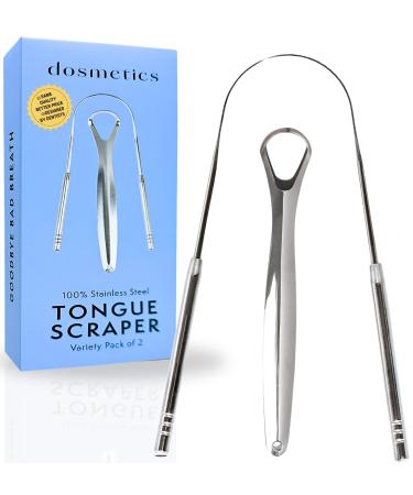 Tongue Scraper Variety Pack 100% Medical Grade Stainless Steel Spoon and U shaped Tongue Scrapers for Adult and Kids Easy To Use For Oral Care & Hygiene