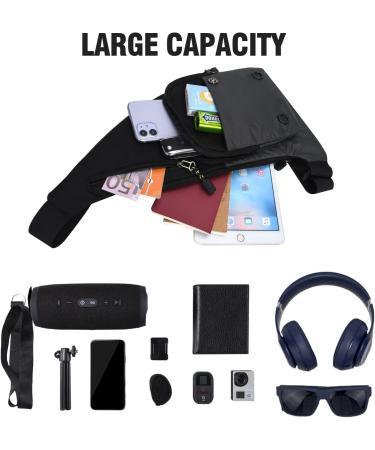 Peicees Sling Bag | Shoulder Backpack with Multiple Pockets for Outdoor Activities | Black - Buy Online on GoSupps.com