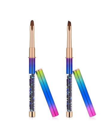 2pcs Nail Art Clean Up Brushes  Painting Brushes for Nails with Round & Angled Head Acrylic Nail Brush Pen Painting Tools for Women Nail Art Design & Polish Mistake Cleaning