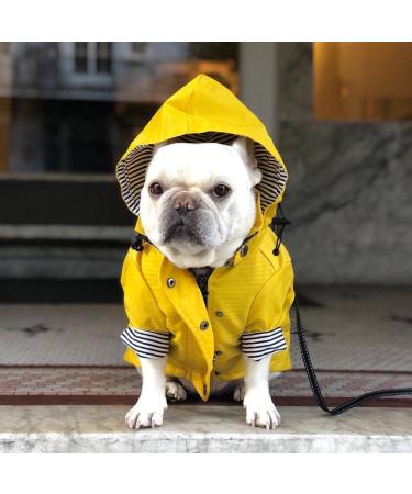 Minezi Waterproof Dog Coat - Zipper & Reflective Buttons Adjustable Strap Removable Hood Blue Checkered M (49-58cm) - Buy Online on GoSupps.com