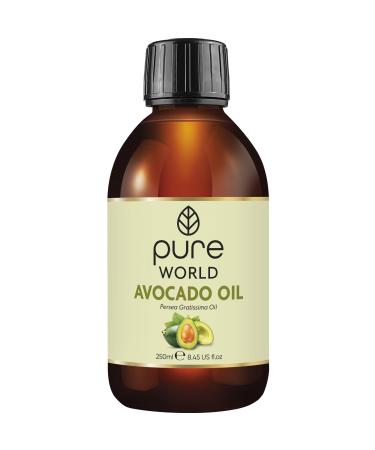 Pure World Natural Avocado Oil 250ML Cold Pressed Bottled in the UK 100% Nourishing Skin Hair Nails Vegan