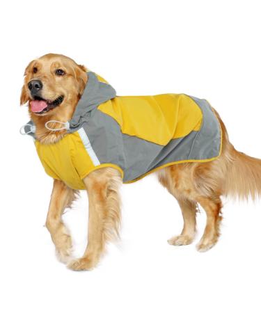 IECOii Dog Raincoat Adjustable Dog Rain Jacket with Reflective Stripes Dog Rain Coat with Hood Waterproof Lightweight Dog Coat Dog Raincoat with Magic Sticker Pet Raincoat for Medium Large Dogs X-Large Yellow - Buy Online on GoSupps.com