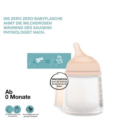 Suavinex Zerozero Baby Bottle Set - 180 ml Adaptable Flow + Mini Pacifier for 0-2 Month Olds - 2 Units in Skin Colors | International Shipping - Buy Online on GoSupps.com