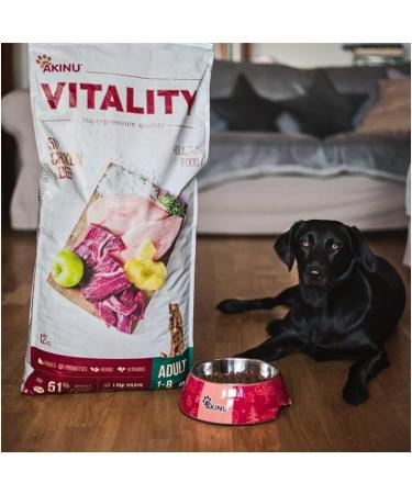Akinu Vitality Dry Dog Food for Medium Breeds with Chicken and Beef 12 kg - High Protein Dry Food for Medium Breed Dogs Gluten Free Grain Free Easy to Eat - Buy Online on GoSupps.com