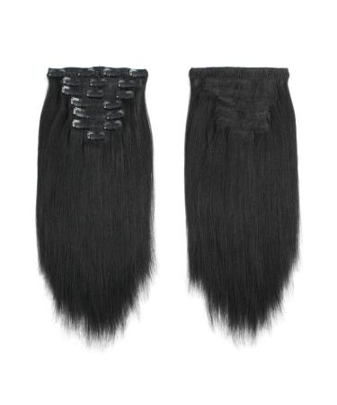ABH AmazingBeauty Yaki Straight Clip-In Hair Extensions - 16 Inch - Real Remy, Thick, Black, 7 Pieces for African American Relaxed Hair - Buy Online on GoSupps.com