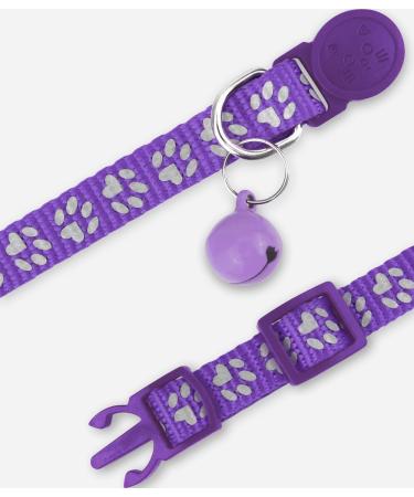 Taglory Reflective Cat Collar with Safety Clasp & Bell | Adjustable 2-Pack for Kittens & Cats (15-20cm) - Purple - Buy Online on GoSupps.com
