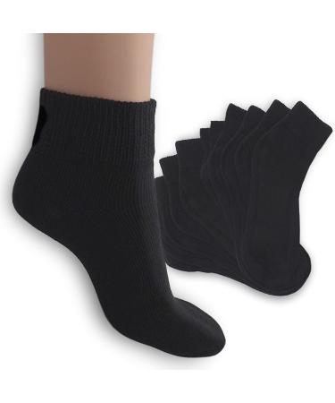 Non-Binding Diabetic Cotton Blend Quarter Socks 6 Pair/Pack 9-11 - Solid Black - Buy Online on GoSupps.com