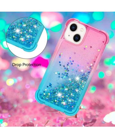 Tivenfezk Nadoli Glitzer Treisand Shell for iPhone 15 Plus | Silicone Shockproof Gradient Case | Transparent Bumper Liquid Cover in Pink & Blue - Buy Online on GoSupps.com
