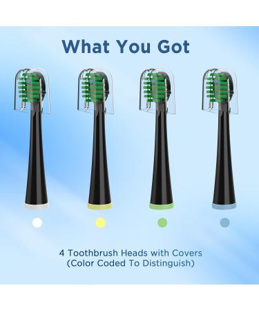 Water Pik Sonic Fusion Compact Toothbrush Heads (SF-01/SF-02/SF-03/SF-04) - 4 Count Black with Covers - Buy Online on GoSupps.com